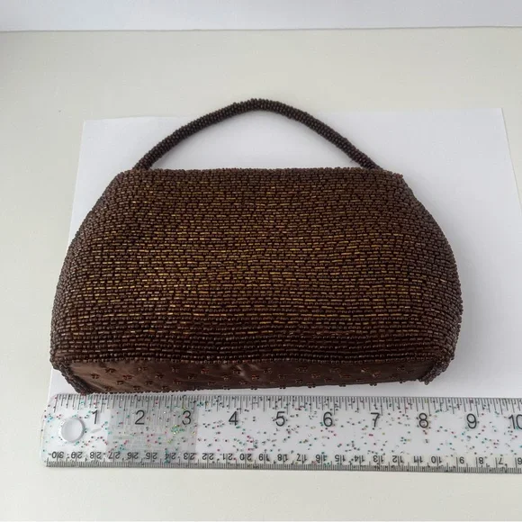 Elegant Brown Beaded Handbag Vintage Bijoux Terner - Picture 7 of 15